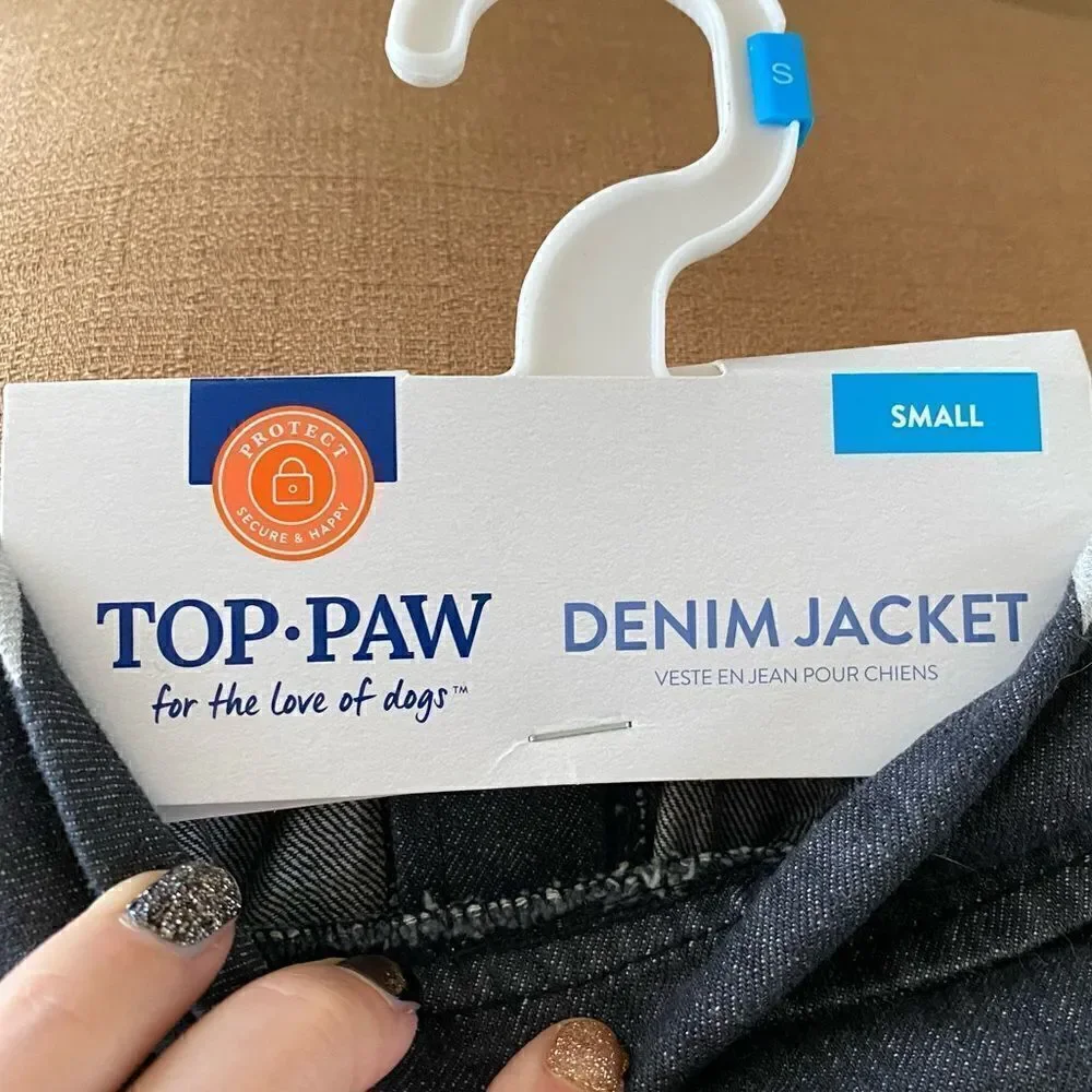 Top Paw Black Denim/Jean Jacket w/Stars for Dogs. Size Small. NWT!